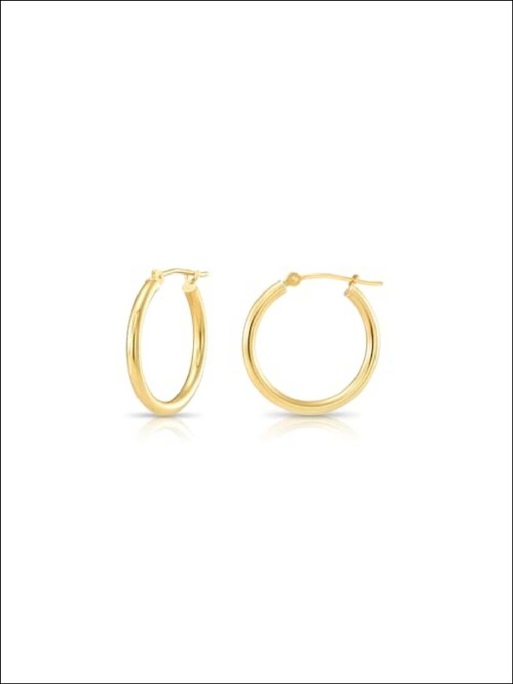 10K Yellow Gold Classic Polished Hoop Earrings Round Click-Top